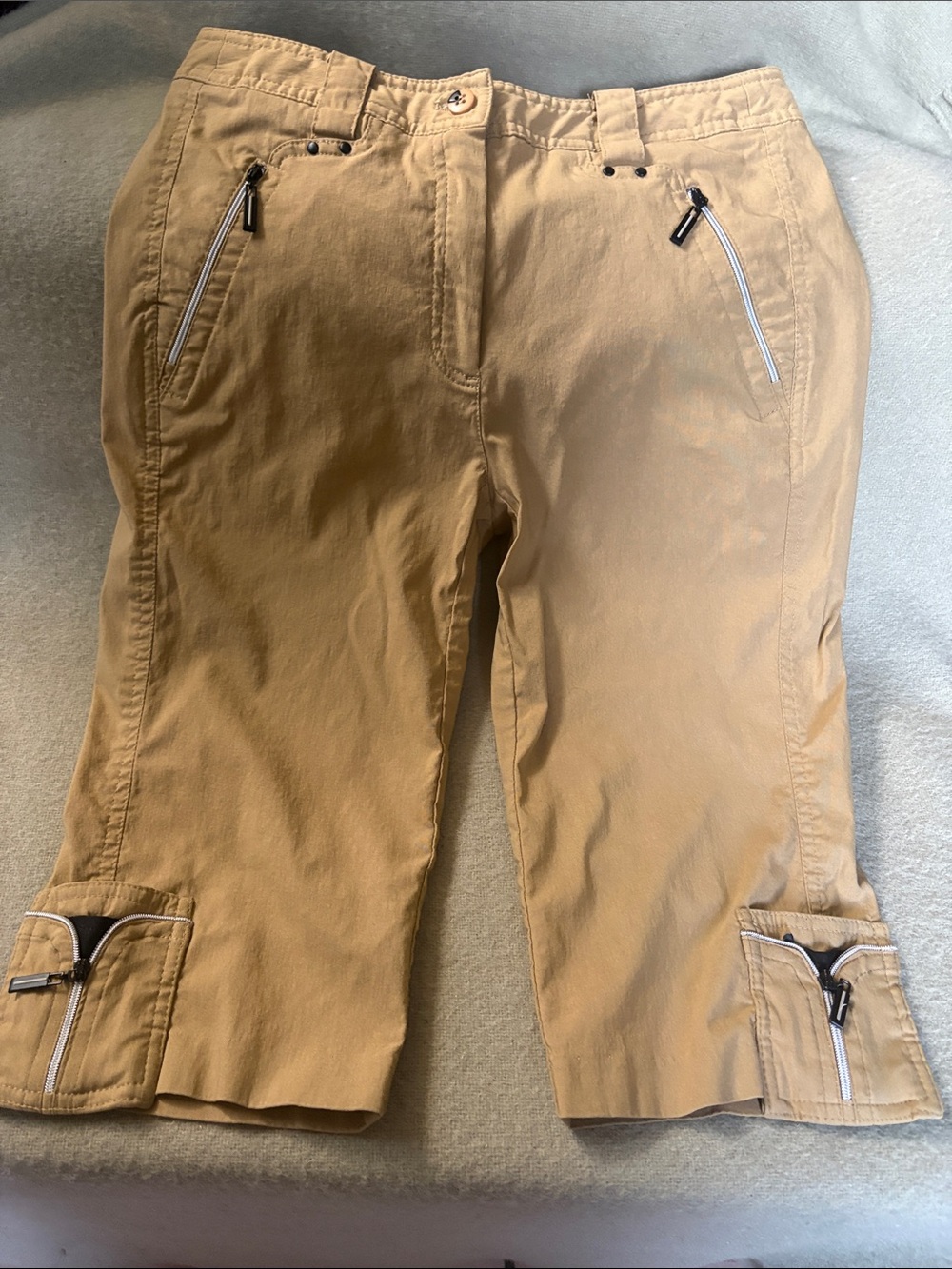 jamie sadock Khaki Cargo Bermuda Shorts with Zip Accents